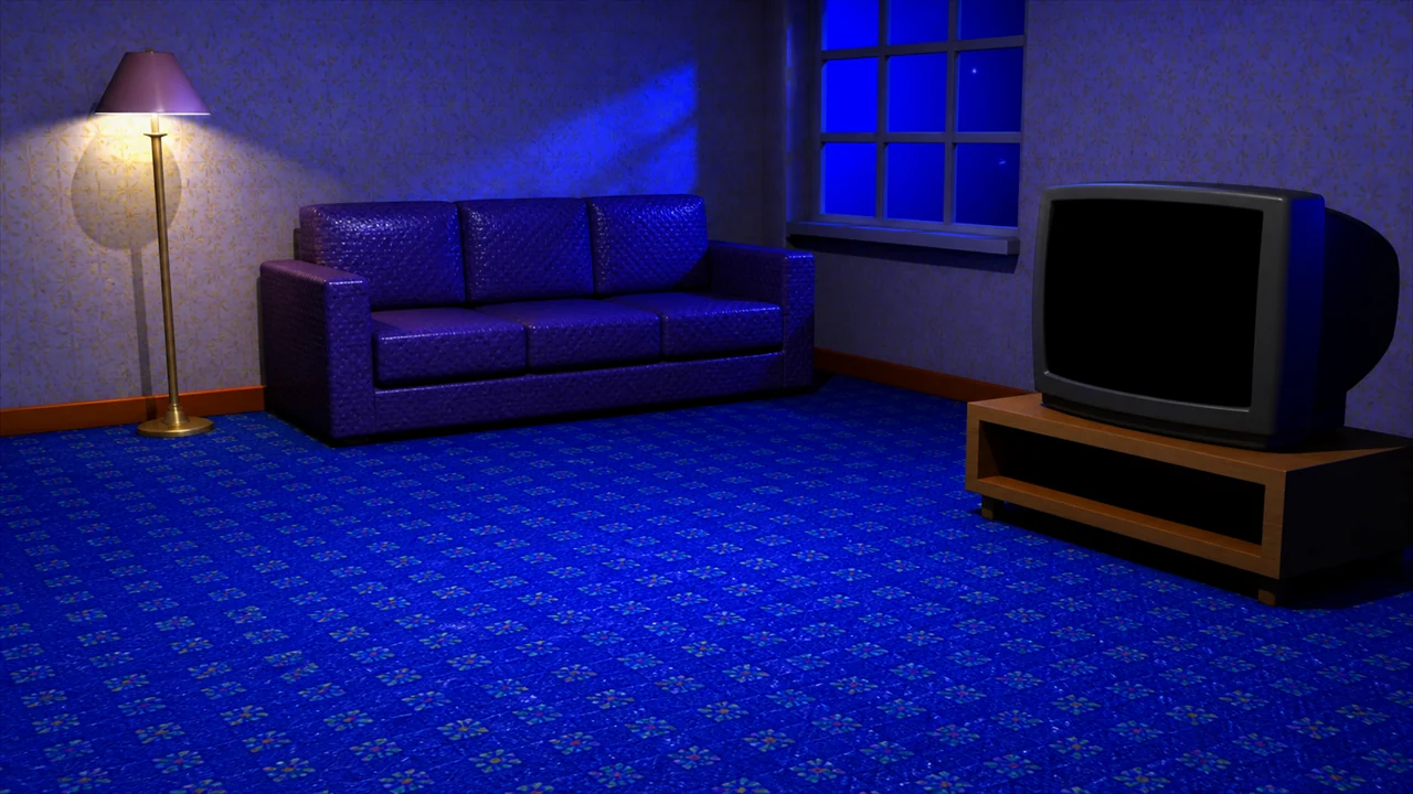 A living room at night